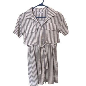 Zara Girls Striped Button-Up Shirt Dress With Belt 13-14 Years‎